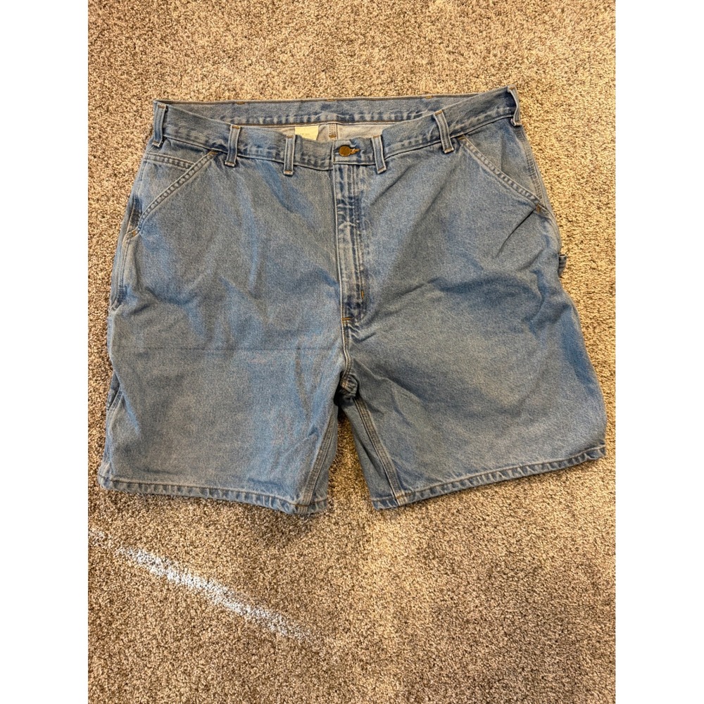 Carhartt Carpenter Shorts Mens 44 Blue B29 STW Stonewash Denim Utility Workwear*